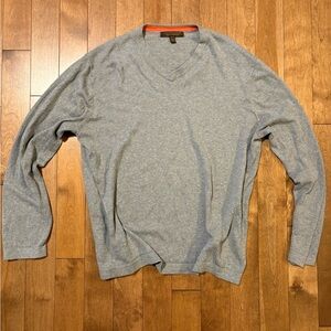 Gray cashmere cotton blend V-Neck Men's Sweater